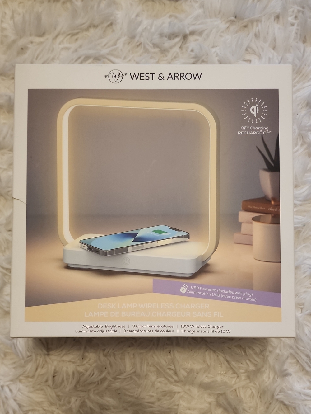 Qi Gold LED Desk Lamp with Built-In Wireless Charger